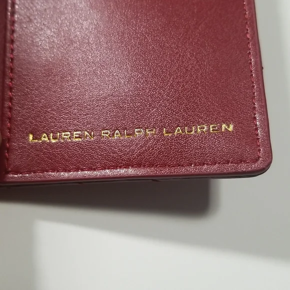 NWT Lauren Ralph Lauren Carrington New Compact Leather Wallet In Red - Picture 6 of 12